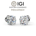 IGI Certified Round Diamond Claw Setting Stud Earrings Screw Back in Gold & Platinum