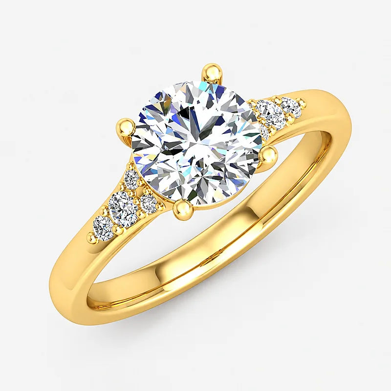 IGI Certified Lab Grown Round Diamond Side-Stone Engagement Ring in Gold & Platinum - 1-5ct
