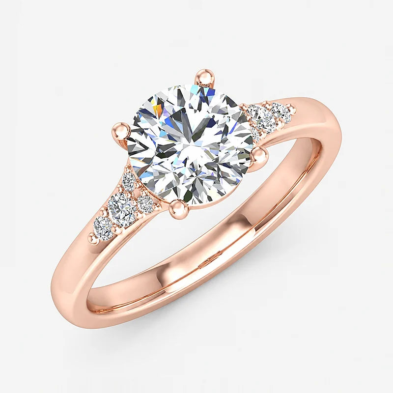 IGI Certified Lab Grown Round Diamond Side-Stone Engagement Ring in Gold & Platinum - 1-5ct