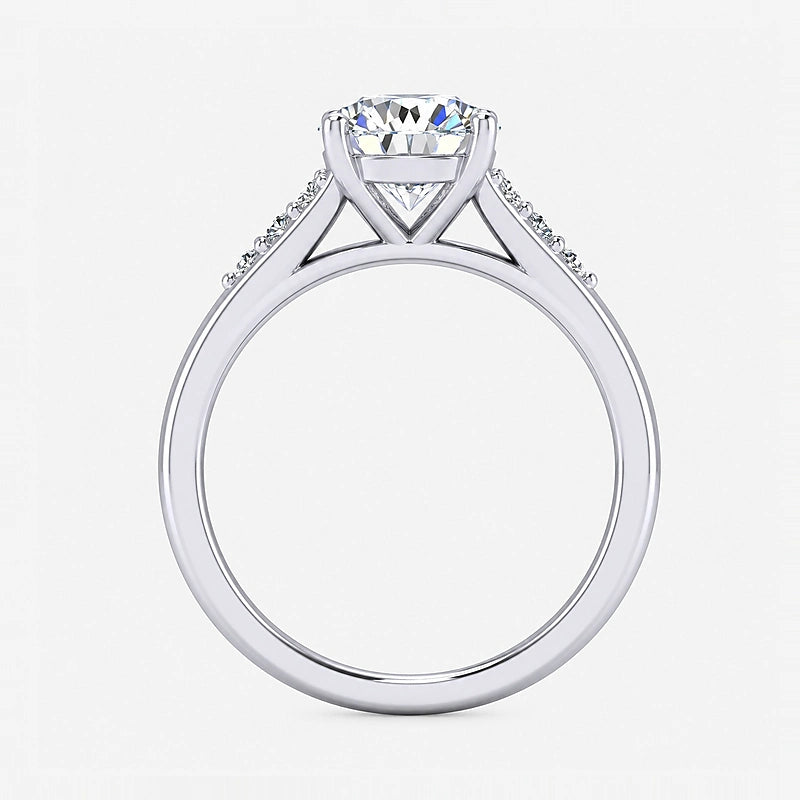 IGI Certified Lab Grown Round Diamond Side-Stone Engagement Ring in Gold & Platinum - 1-5ct