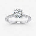 IGI Certified Lab Grown Timeless Elegance Round Diamond Engagement Ring with Pavé Band in Gold & Platinum - 1-5ct