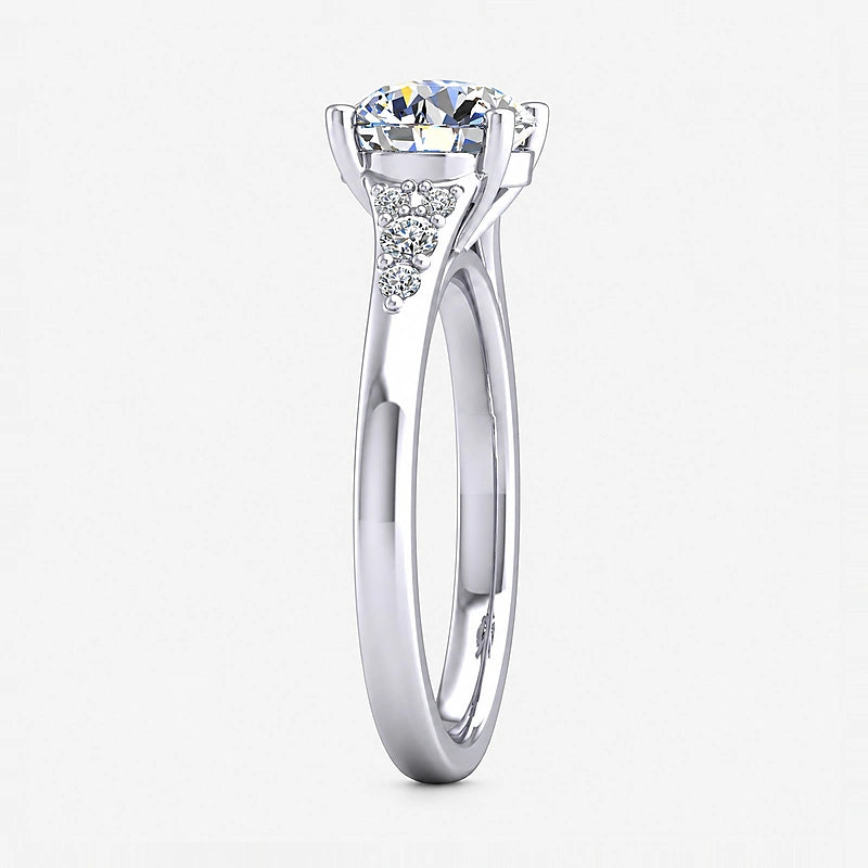 IGI Certified Lab Grown Round Diamond Side-Stone Engagement Ring in Gold & Platinum - 1-5ct