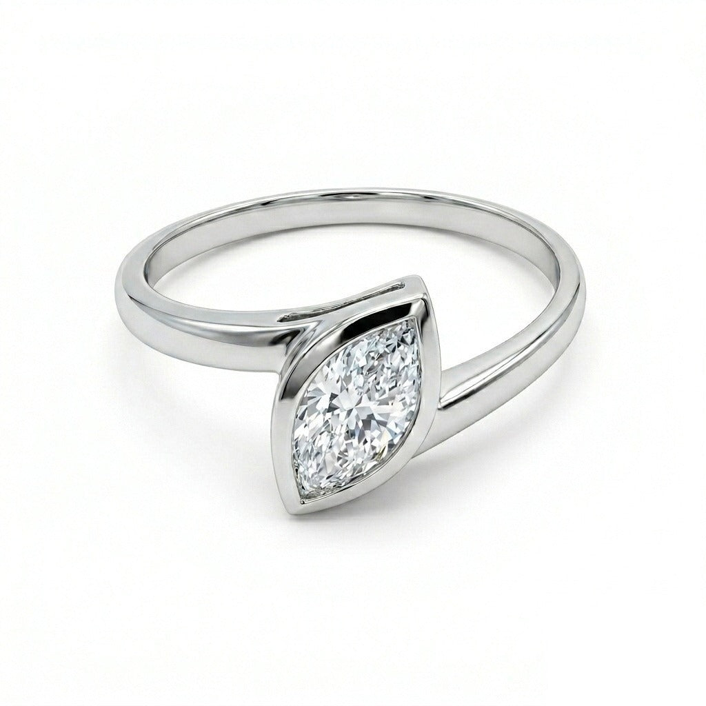GIA Certified 1.00CT Natural Marquise Diamond Engagement Ring