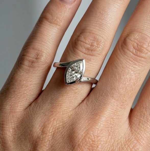 GIA Certified 1.00CT Natural Marquise Diamond Engagement Ring