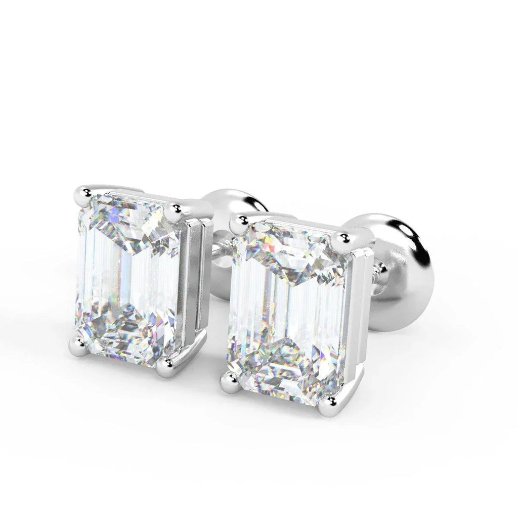 GIA Certified 2.00Ct E-F/VVS2 Emerald Diamonds Stud Earring In Platinum