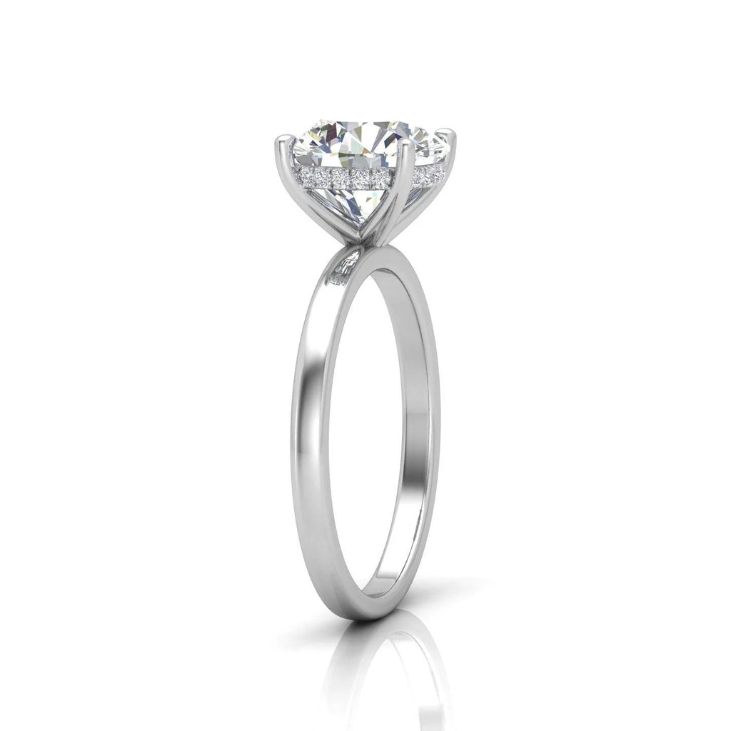 GIA Certified 1.10CT G/VS2 Round Diamond Hidden Halo Engagement Ring