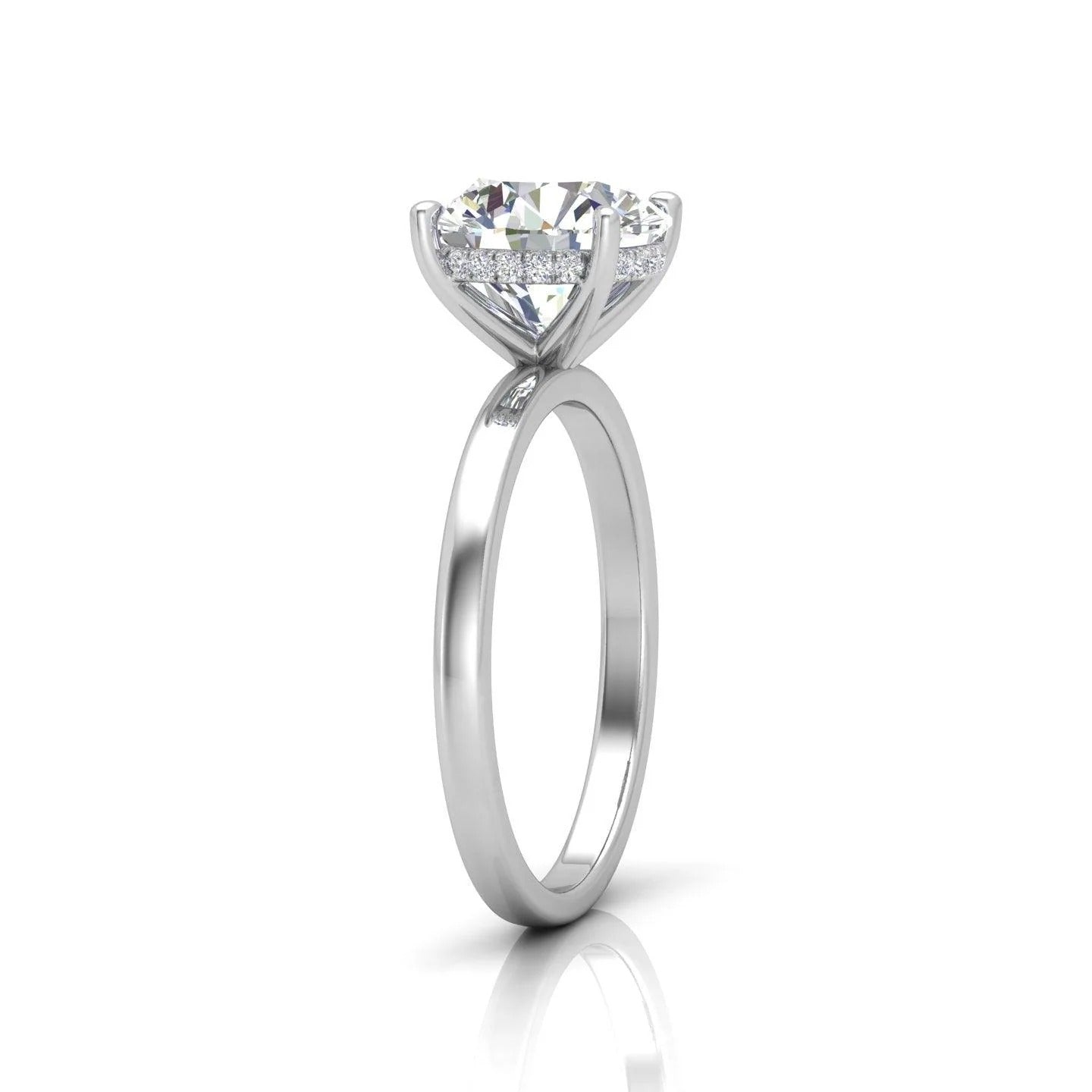 GIA Certified 1.10CT G/VS2 Round Diamond Hidden Halo Engagement Ring
