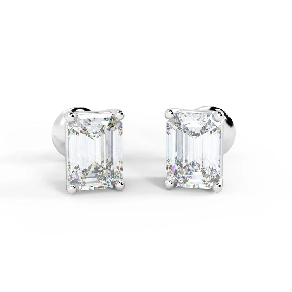 GIA Certified 2.00Ct E-F/VVS2 Emerald Diamonds Stud Earring In Platinum
