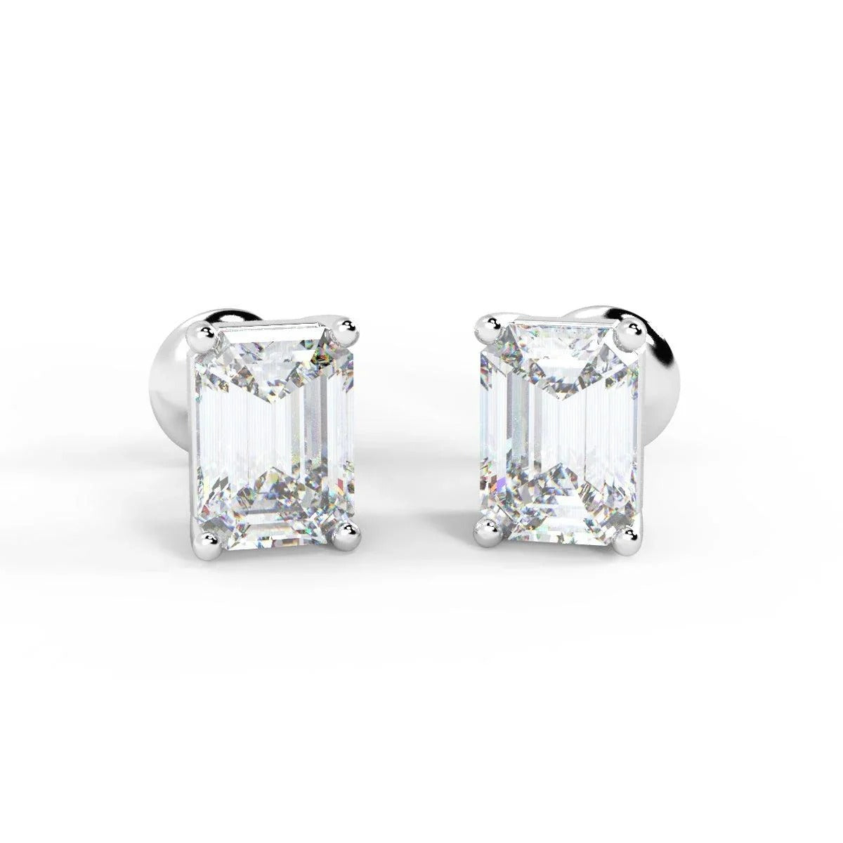 GIA Certified 2.00Ct E-F/VVS2 Emerald Diamonds Stud Earring In Platinum