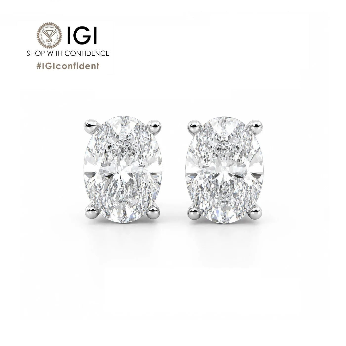 D/VVS 1.00 Carat Oval Lab Grown Diamond Stud Earring In White Gold