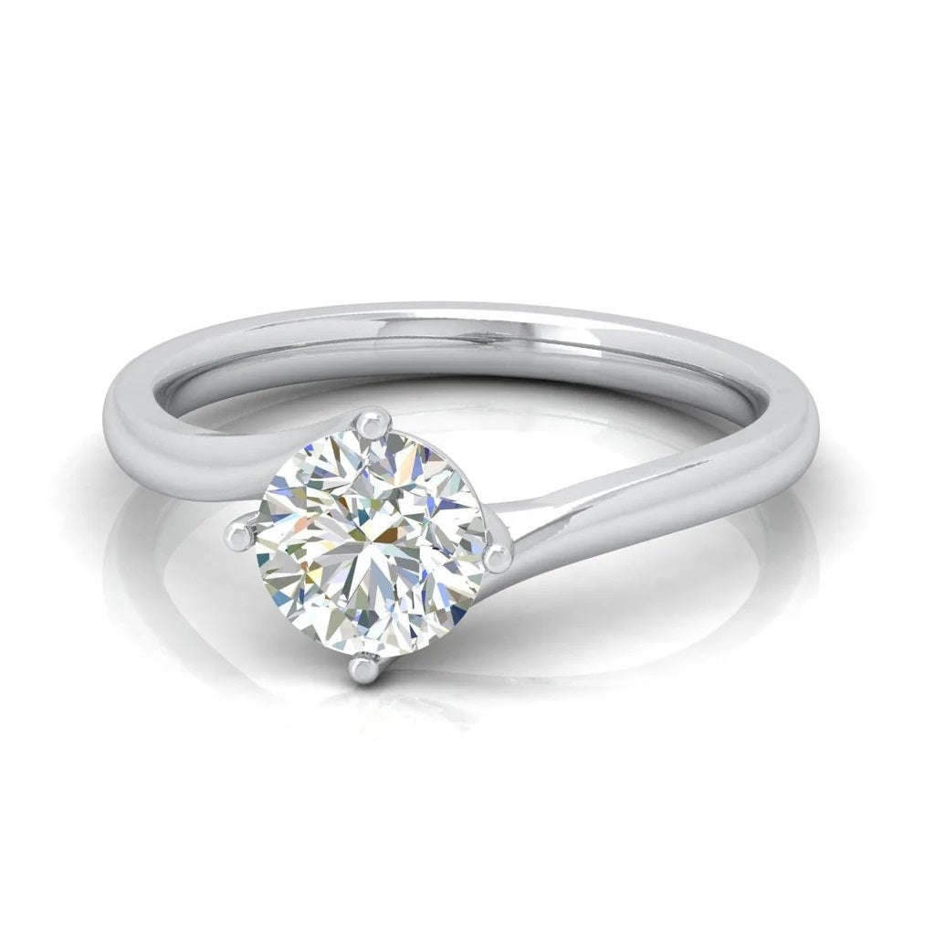 IGI Certified D/VS Classic Round Diamond Solitaire Engagement Ring  In 18k Gold