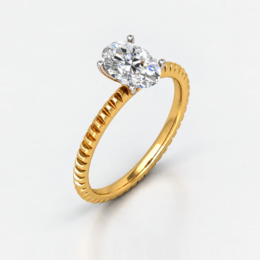 IGI Certified Oval Diamond Cable Solitaire Engagement Ring in Gold & Platinum (1–5ct)