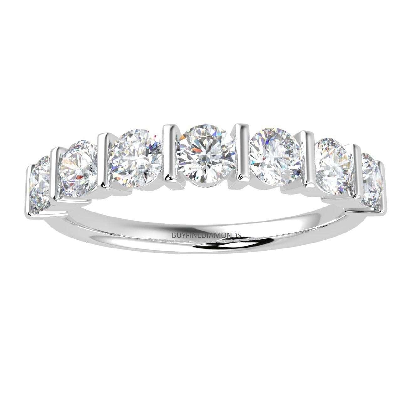 Bar Set Round Diamond Eternity Ring in Platinum & Gold 0.50Ct D/VVS