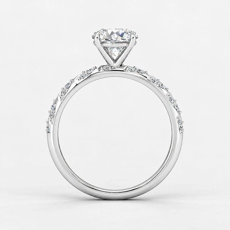 IGI Certified Lab Grown Petal Silhouette Round Diamond Engagement Ring in Gold & Platinum - 1-5ct