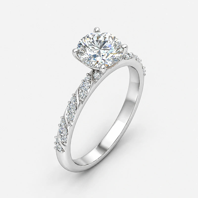 IGI Certified Lab Grown Petal Silhouette Round Diamond Engagement Ring in Gold & Platinum - 1-5ct