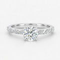 IGI Certified Lab Grown Petal Silhouette Round Diamond Engagement Ring in Gold & Platinum - 1-5ct