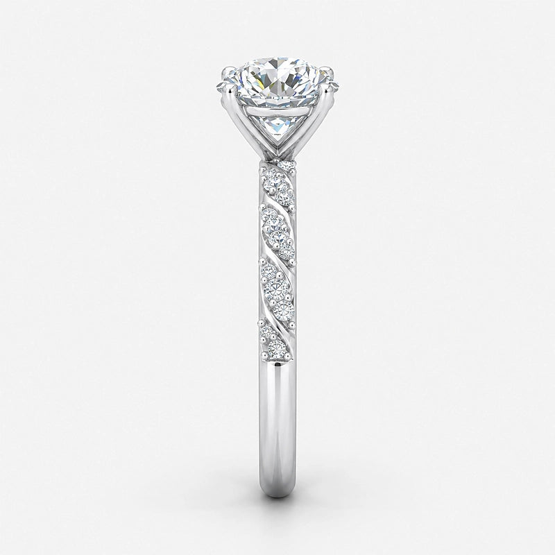 IGI Certified Lab Grown Petal Silhouette Round Diamond Engagement Ring in Gold & Platinum - 1-5ct
