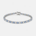 4.00ct Round Blue Sapphire & Diamond Tennis Bracelet - 9k White Gold