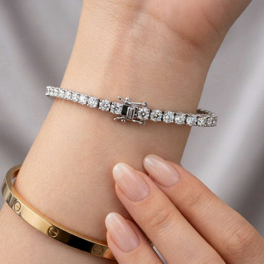 11.86Ct Pear and Round Lab Diamond Tennis Bracelet In 9k White Gold 7inch