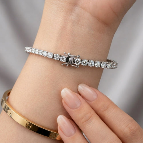 10.00Ct Radiant and Round Lab Diamond Tennis Bracelet In 9k White Gold 7inch