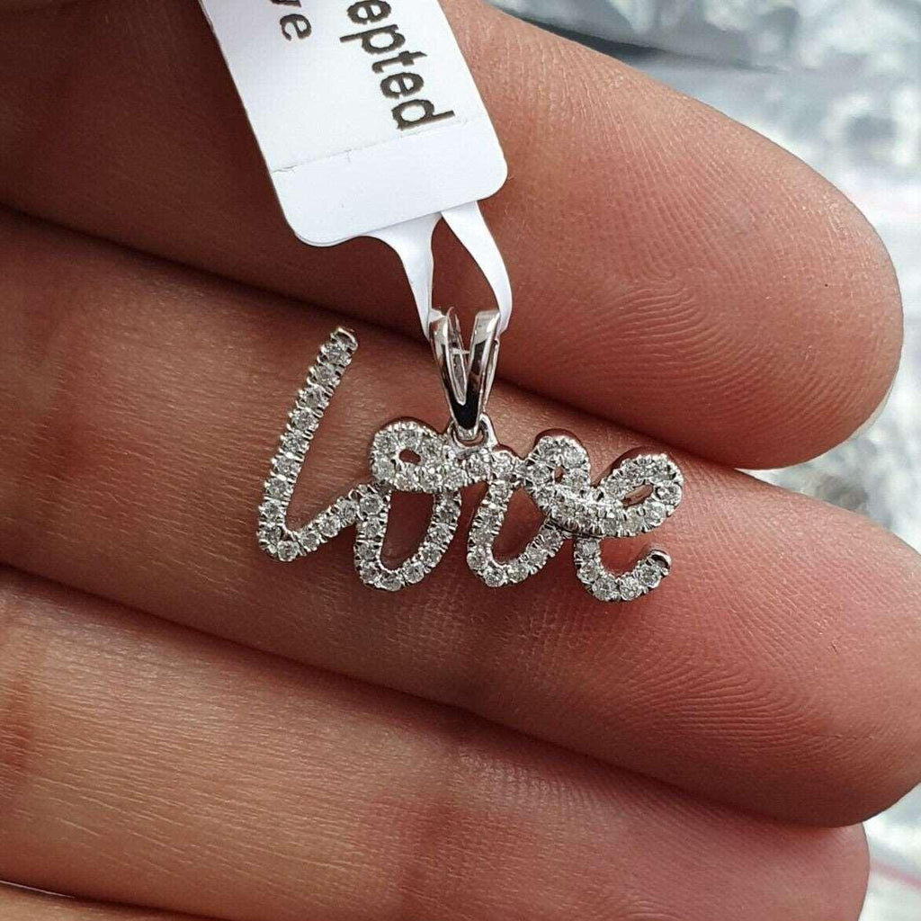 BEST GIFT..! 0.50Ct Round Diamond Love Pendant with Chain in White Gold
