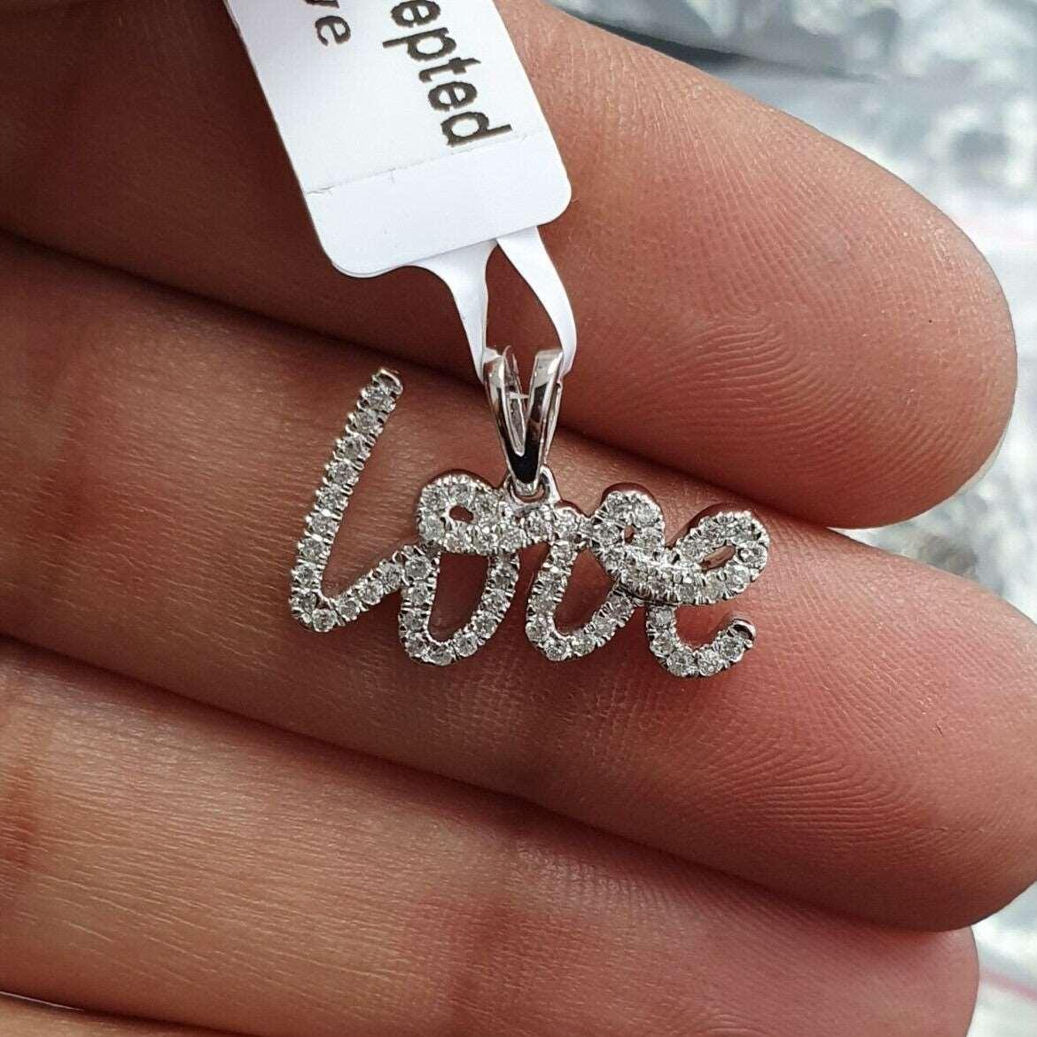 BEST GIFT..! 0.50Ct Round Diamond Love Pendant with Chain in White Gold