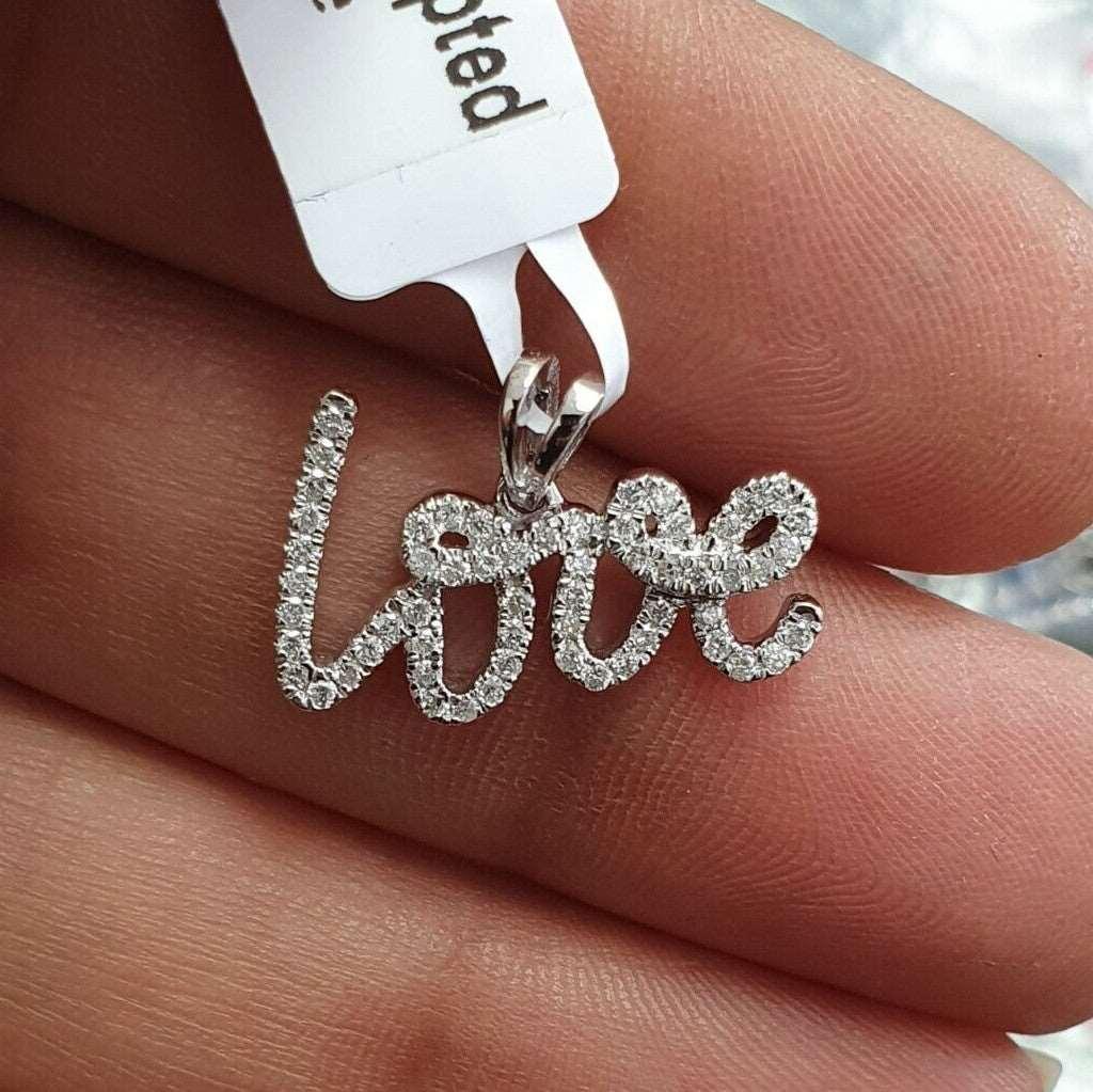 BEST GIFT..! 0.50Ct Round Diamond Love Pendant with Chain in White Gold