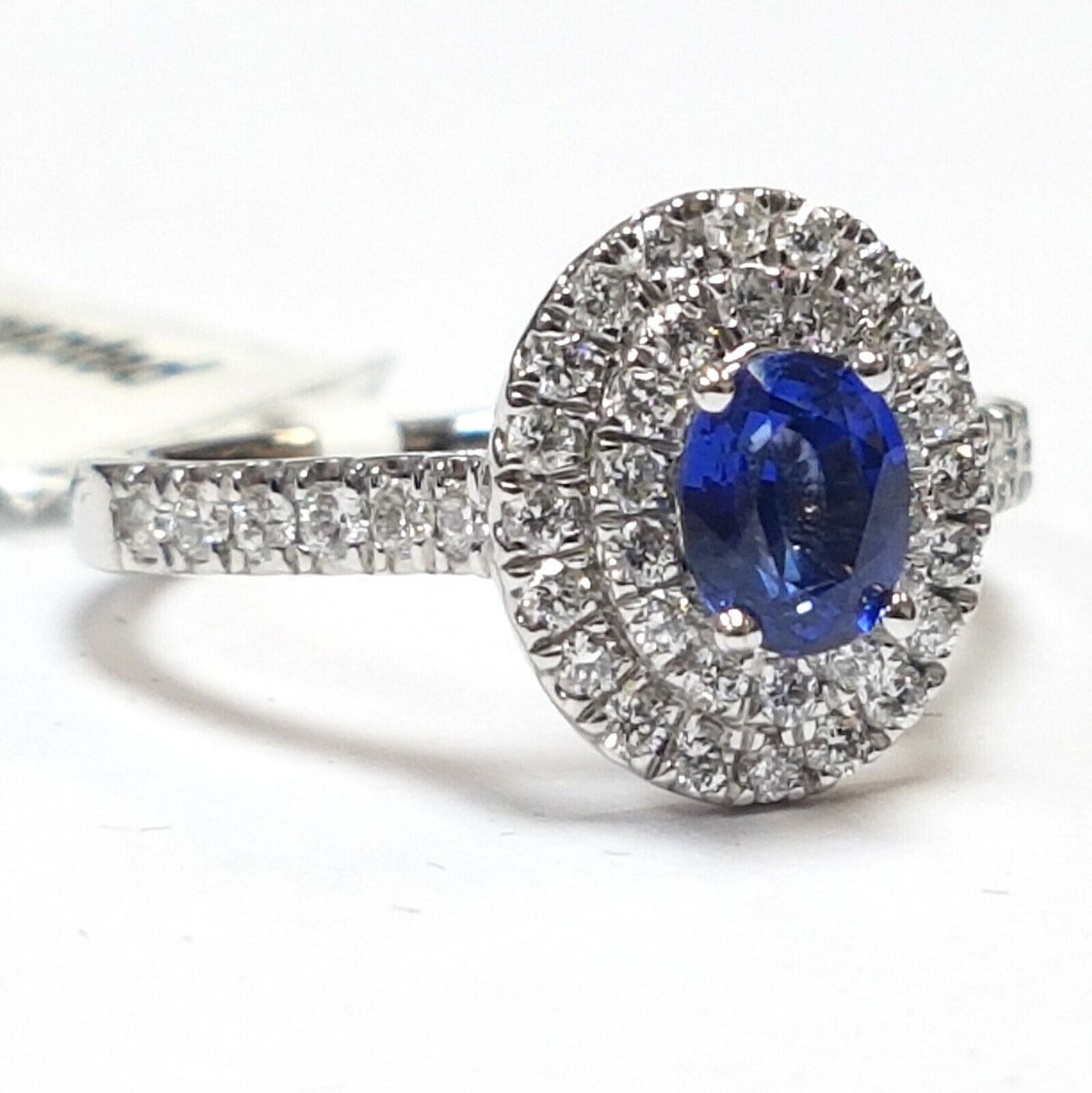 1.50Ct Blue Sapphire & Round Diamond Double Halo Ring In Gold & Platinum