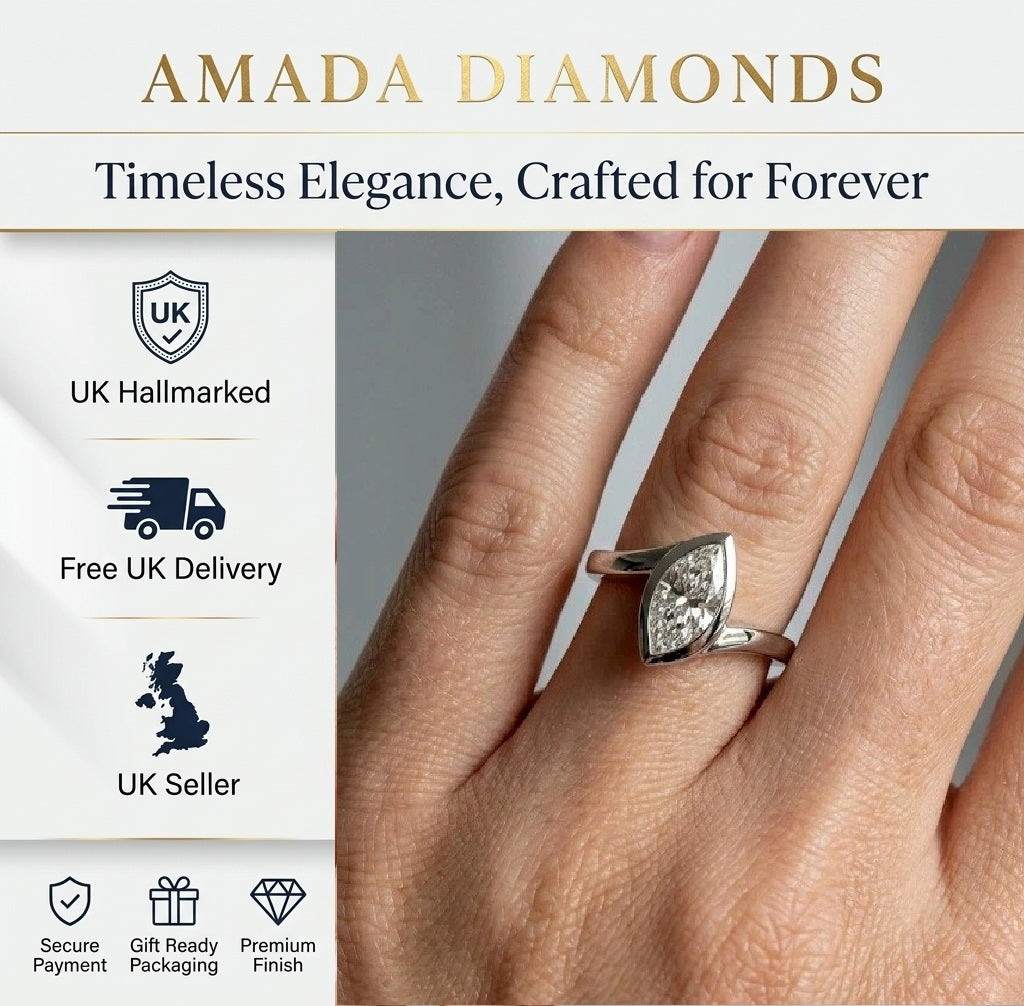 GIA Certified 1.00CT Natural Marquise Diamond Engagement Ring