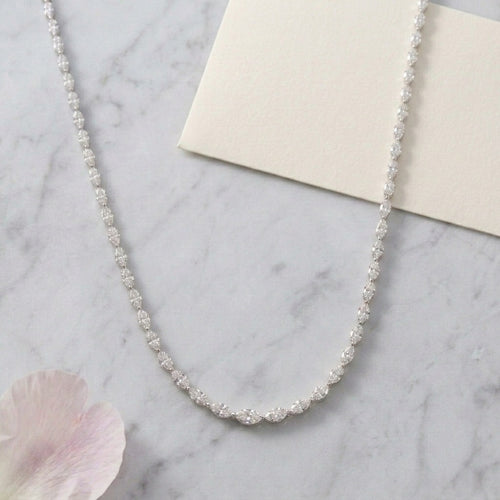 15.00ct Marquise Lab Diamond Tennis Necklace In Gold - D/VS