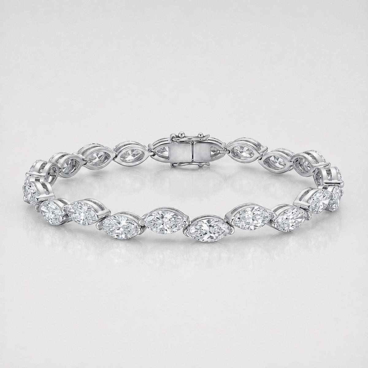 Twisted Marquise Diamond 10.00 Carat Claw Set Tennis Bracelet 9k Gold