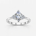 IGI Certified Multi-Stone Marquise and Round Diamond Engagement Ring in Platinum & Gold