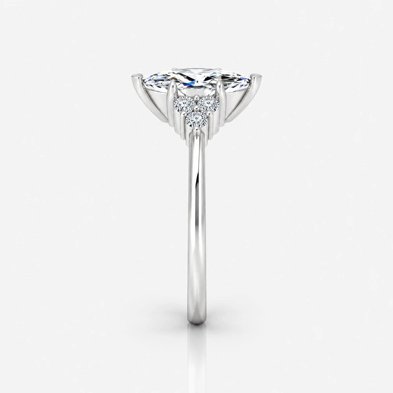 IGI Certified Multi-Stone Marquise and Round Diamond Engagement Ring in Platinum & Gold
