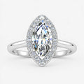 IGI Certified Lab Grown Marquise Diamond Halo Engagement Ring in Gold & Platinum - 1-5ct