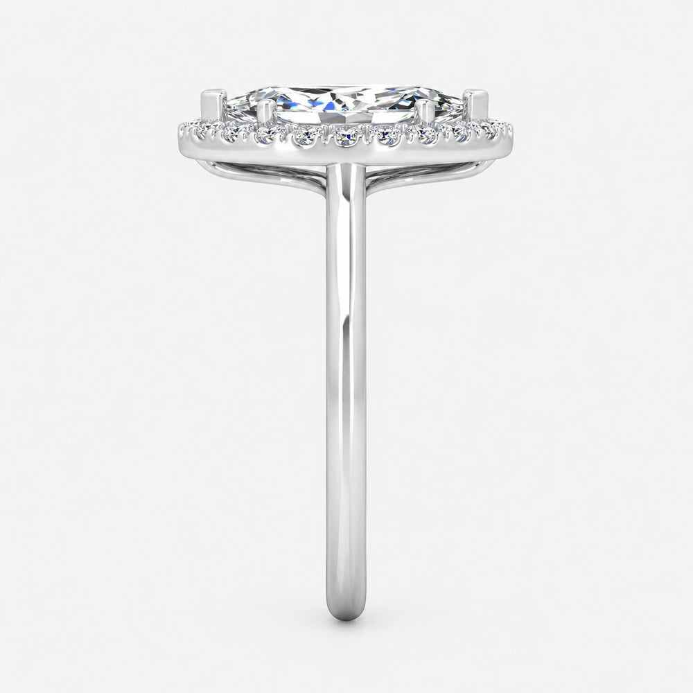 IGI Certified Lab Grown Marquise Diamond Halo Engagement Ring in Gold & Platinum - 1-5ct
