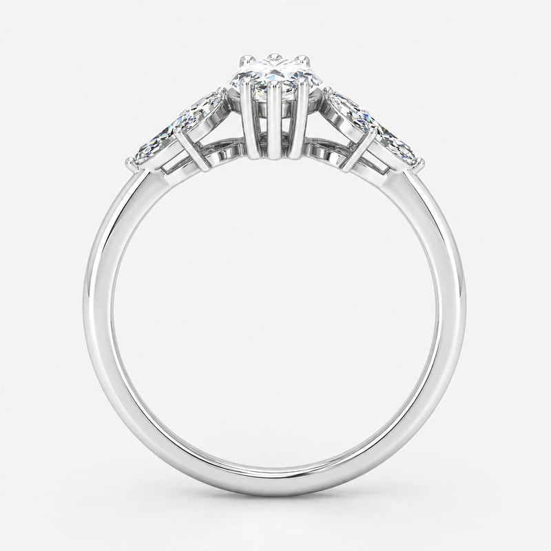 IGI Certified Multi-Stone Marquise Cut Diamond Engagement Ring in Platinum & Gold