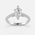IGI Certified Marquise Cut & Round Side Diamond Pavé Engagement Ring in Platinum & Gold