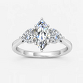 IGI Certified Three Stone Marquise and Heart Shape Diamond Trilogy Ring in Platinum & Gold