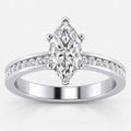 IGI Certified Marquise Cut & Round Side Diamond Channel Engagement Ring in Platinum & Gold - 1–5ct