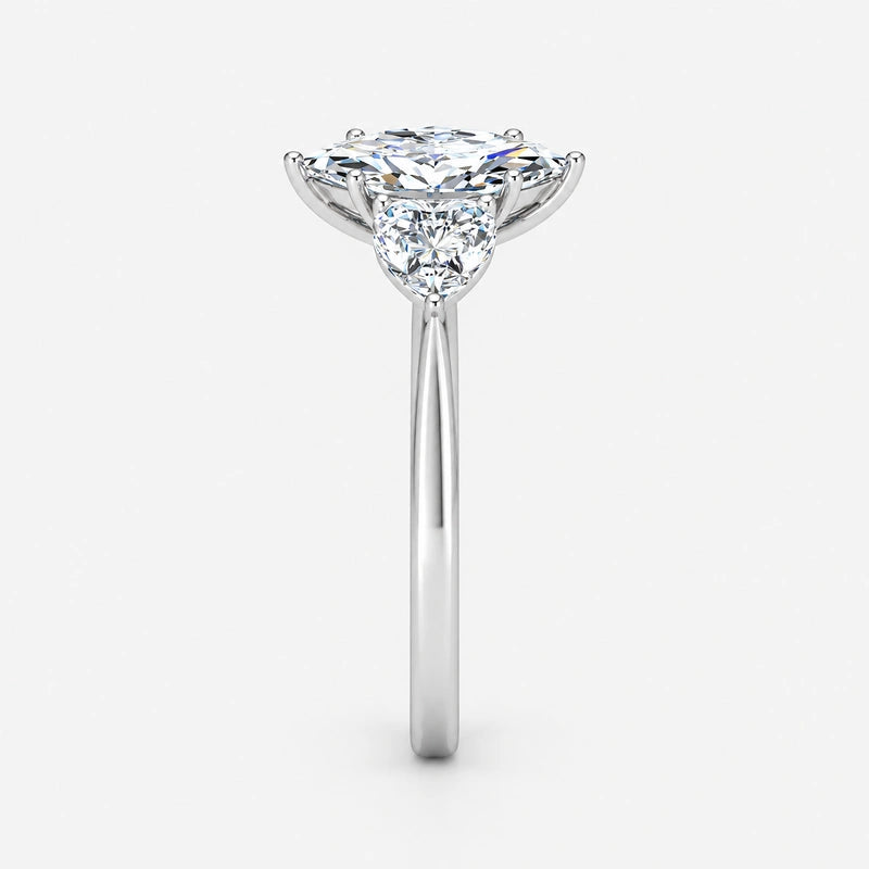 IGI Certified Three Stone Marquise and Heart Shape Diamond Trilogy Ring in Platinum & Gold