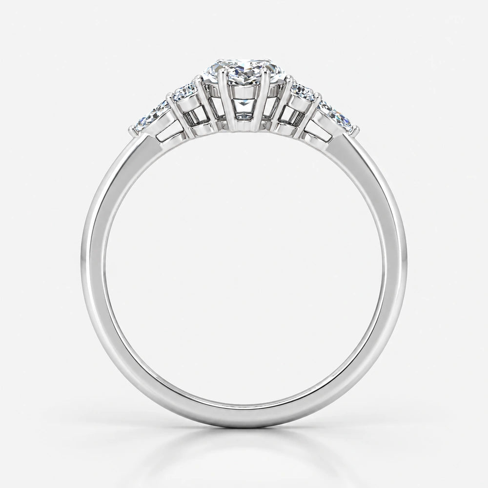 IGI Certified Lab Grown Marquise Cut Diamond Side Stone Engagement Ring in Platinum & Gold - 1-5ct