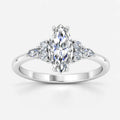 IGI Certified Lab Grown Marquise Cut Diamond Side Stone Engagement Ring in Platinum & Gold - 1-5ct