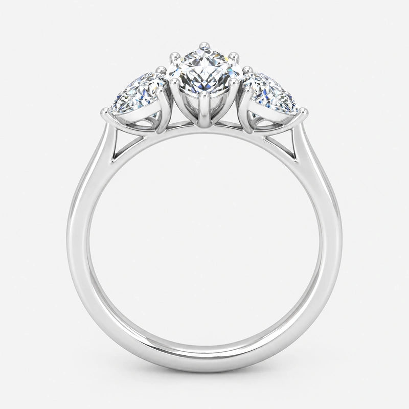 IGI Certified Three Stone Marquise and Heart Shape Diamond Trilogy Ring in Platinum & Gold