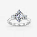 IGI Certified Three Stone Marquise and Round Diamond Trilogy Ring in Platinum & Gold