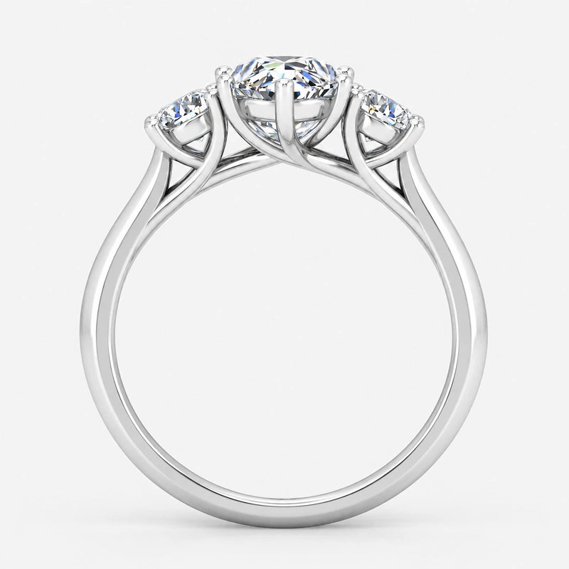 IGI Certified Three Stone Marquise and Round Diamond Trilogy Ring in Platinum & Gold