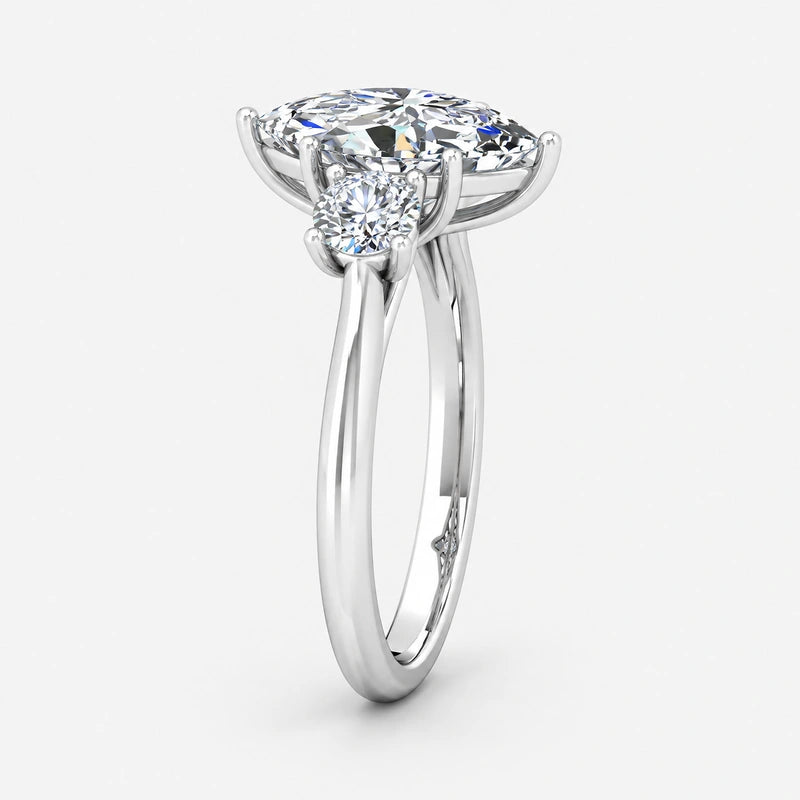 IGI Certified Multi-Stone Marquise and Round Diamond Engagement Ring in Platinum & Gold