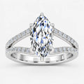 IGI Certified Lab Grown Marquise Diamond Side Split Shank Engagement Ring in Gold & Platinum - 1-5ct