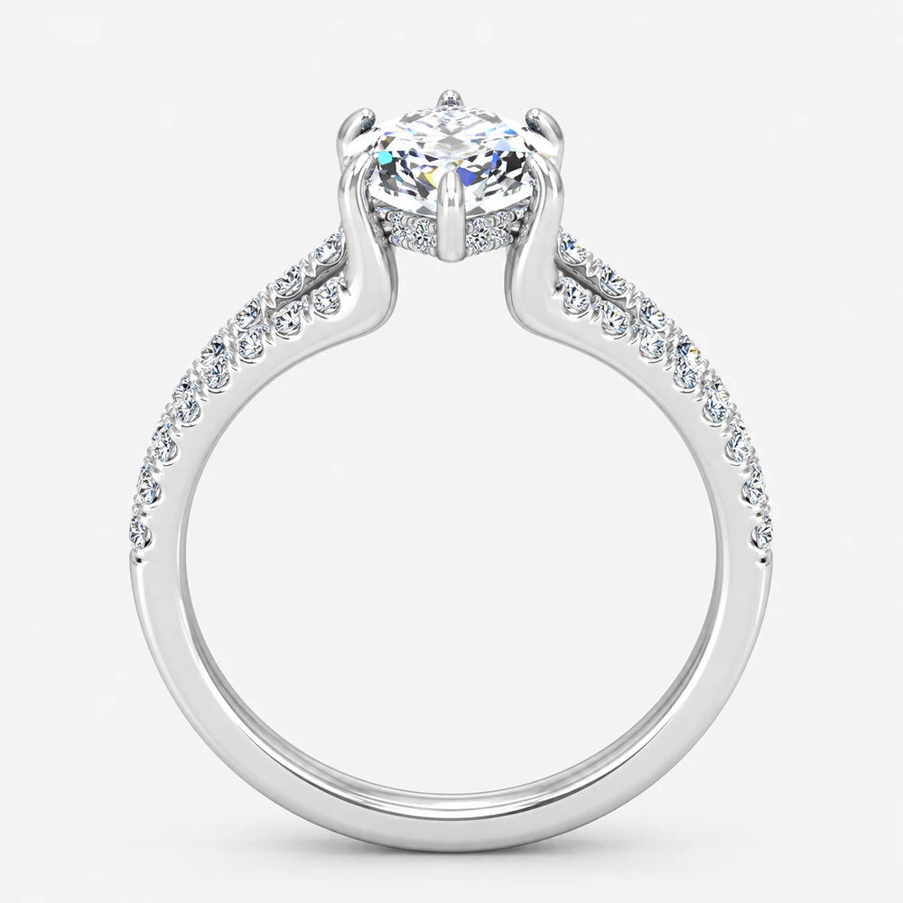 IGI Certified Lab Grown Marquise Diamond Side Split Shank Engagement Ring in Gold & Platinum - 1-5ct