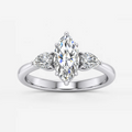 IGI Certified Three Stone Marquise and Pear Diamond Trilogy Ring in Platinum & Gold