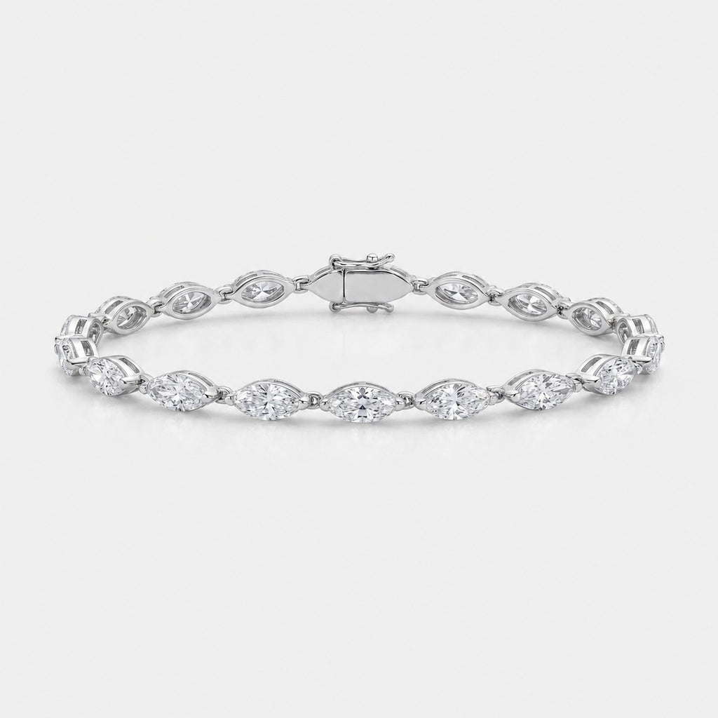 Marquise Diamond Tennis Bracelet - 9k Gold